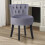 Living And Home (Grey) Velvet Stool Makeup Dressing Table Stool Vanity Chair 4