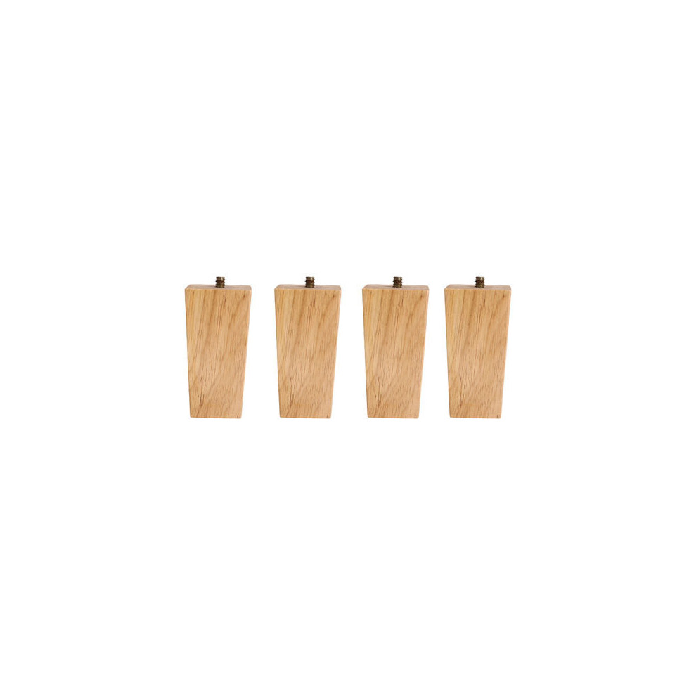 (Light Brown, 10CM) Set of 4 Wooden Oak Furniture Square Legs Feet