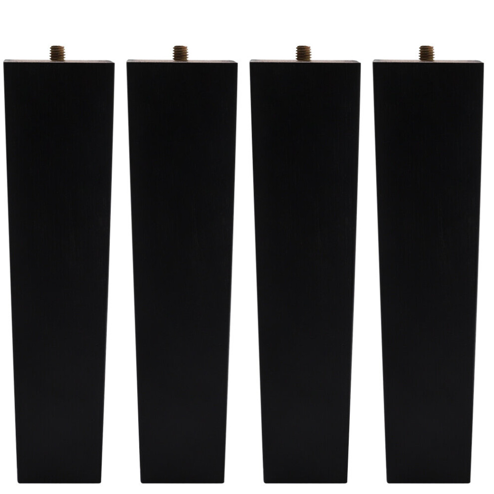 (Black, 20Cm) Set Of 4 Wooden Oak Furniture Square Legs Feet 723803420713