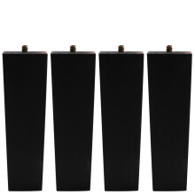 (Black, 16CM) Set of 4 Wooden Oak Furniture Square Legs Feet