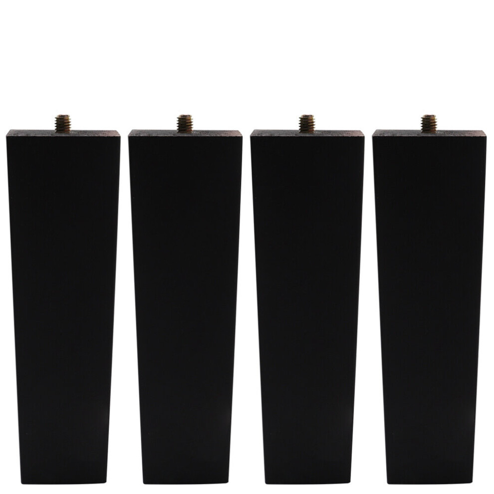 (Black, 16Cm) Set Of 4 Wooden Oak Furniture Square Legs Feet 723803420706