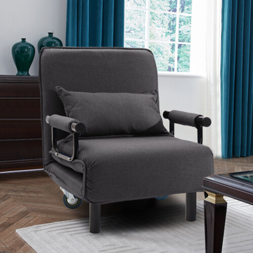 Living And Home Occasional Folding Single Sofa Chair Bed Fabric Foam Sofabed with Pillow Couch 1