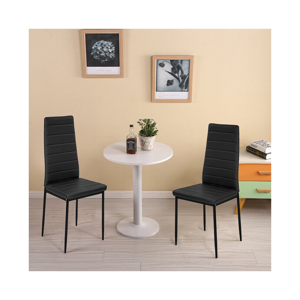 Set of 2 Modern Faux Leather Armless High Back Dining Chairs