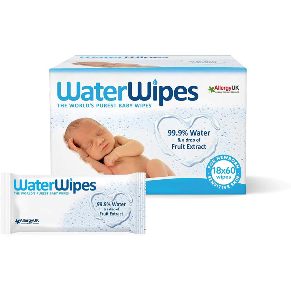 (60 Count (Pack of 18)) WaterWipes Baby Wipes