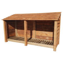 (4ft, Rustic Brown) Wooden Log Store - Standard Roof (L-227cm, H-126cm / 180cm, W-81cm)