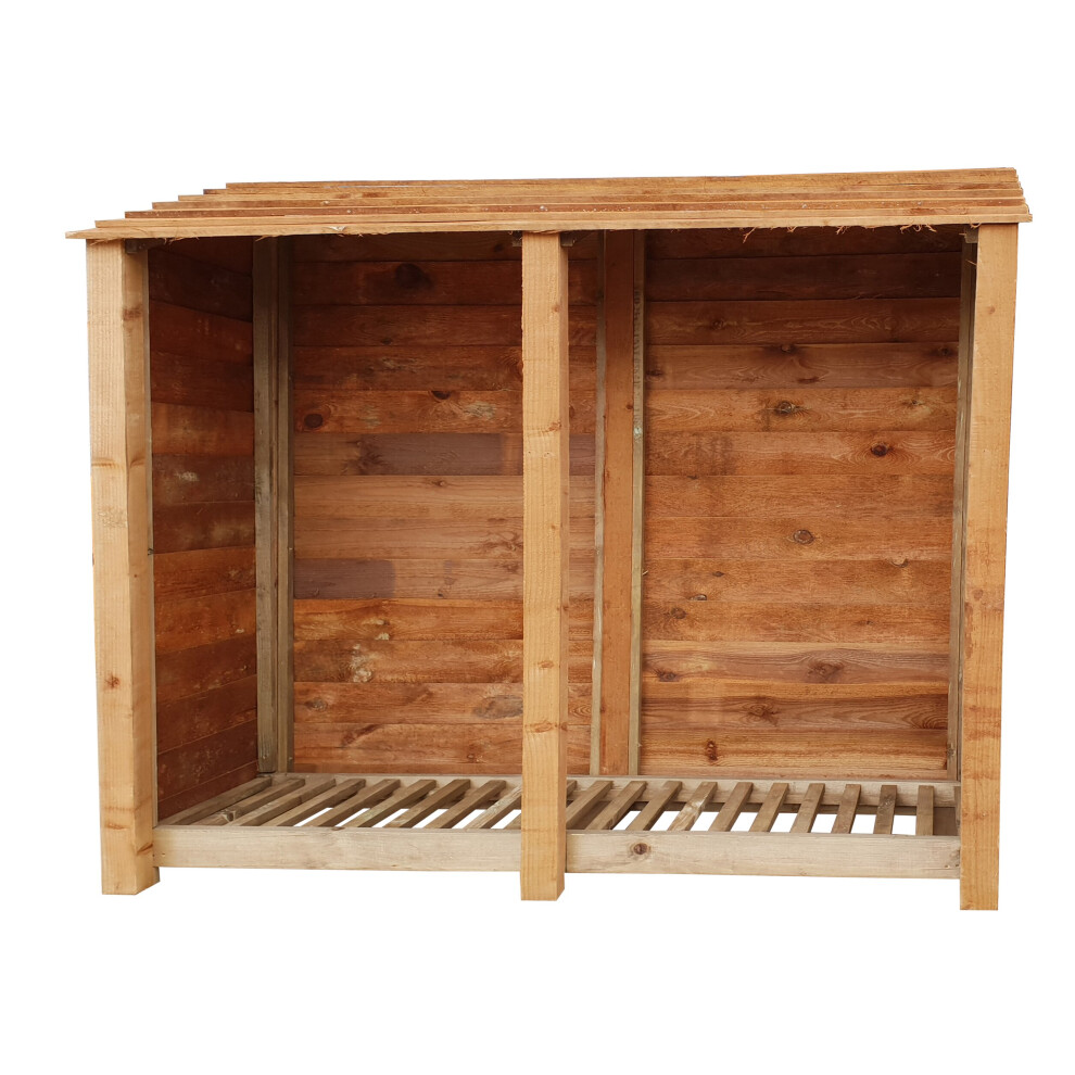 (6ft, Rustic Brown) Wooden Log Store - Standard Roof (L-227cm, H-126cm / 180cm, W-81cm)-image-OPC-P6J5Z7H-NEW