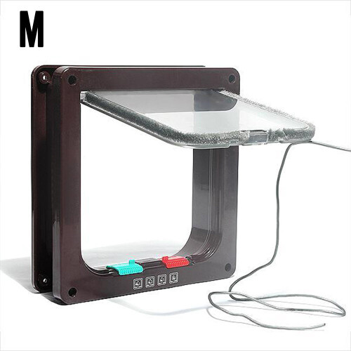 (Medium Coffee) 4 Way Pet Flap Lockable Frame Door