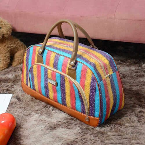 (Black and White Stripes) Travel Weekend Hand Luggage Large Luggage Handbag 2