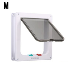(Medium White) 4 Way Pet Flap Lockable Frame Door