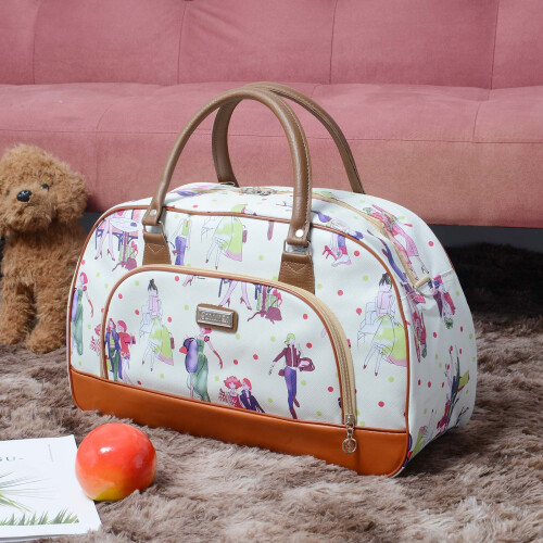 (Black and White Stripes) Travel Weekend Hand Luggage Large Luggage Handbag 1