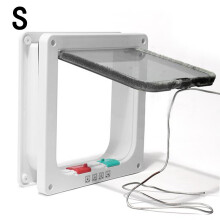 (Small White) 4 Way Pet Flap Lockable Frame Door