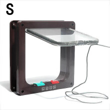 (Small Coffee) 4 Way Pet Flap Lockable Frame Door