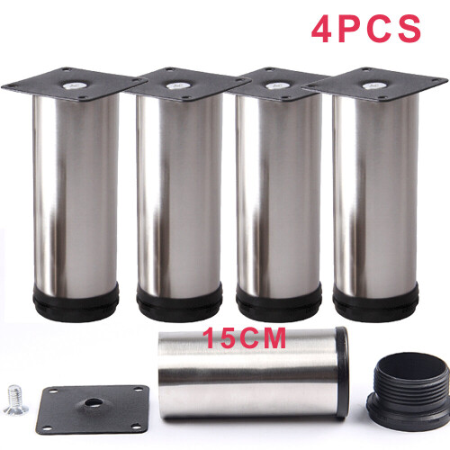 4xAdjustable Legs Stainless Steel Kitchens Feet Stand Rounds on