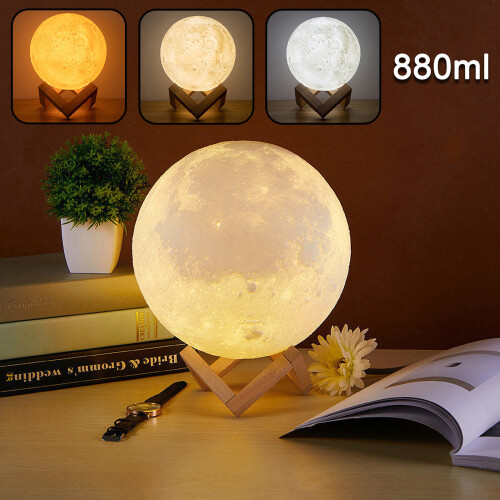CZHONG-3D Moon Night Light USB Aroma Essential Oil Diffuser Air Humidifier