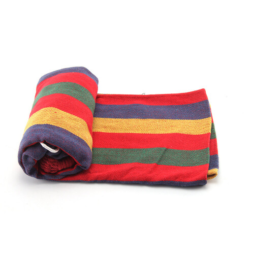 (Red) Outdoor Colourful Striped Camping Hammock