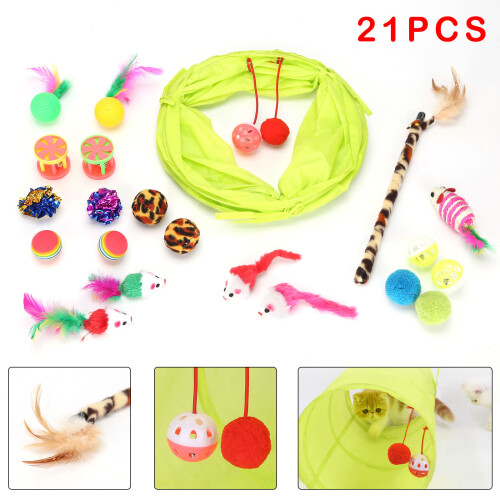 21pcs / set Pet σήραγγα γάτες γάτες σπηλιά γατάκι Stick False ποντίκι μπάλα γάτα παιχνίδια
