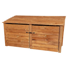 (4ft, Rustic Brown) Wooden Log Store With Doors - Standard Roof (L-227cm, H-126cm / 180cm, W-81cm)