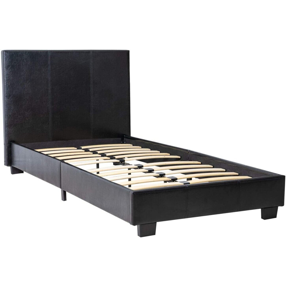 (Black, 3FT Single) Prado Faux Leather Bed Frame