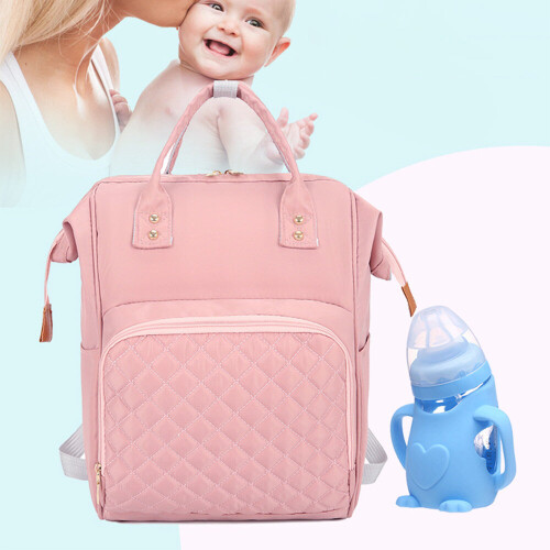 (pink) Multi-use Baby Nappy Backpack Mommy Bag 1
