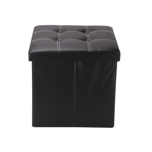 (Black) Folding Ottoman Footstool  Storage Box