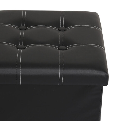 (Black) Folding Ottoman Footstool  Storage Box 2