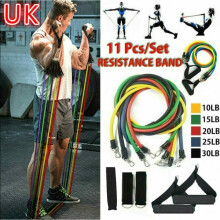 11PCS Resistance Bands Workout Exercise Crossfit Fitness Yoga Training Tubes Set
