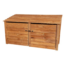 (4ft, Rustic Brown) Wooden Log Store With Doors And Kindling Shelf - Standard Roof (L-227cm, H-126cm / 180cm, W-81cm)