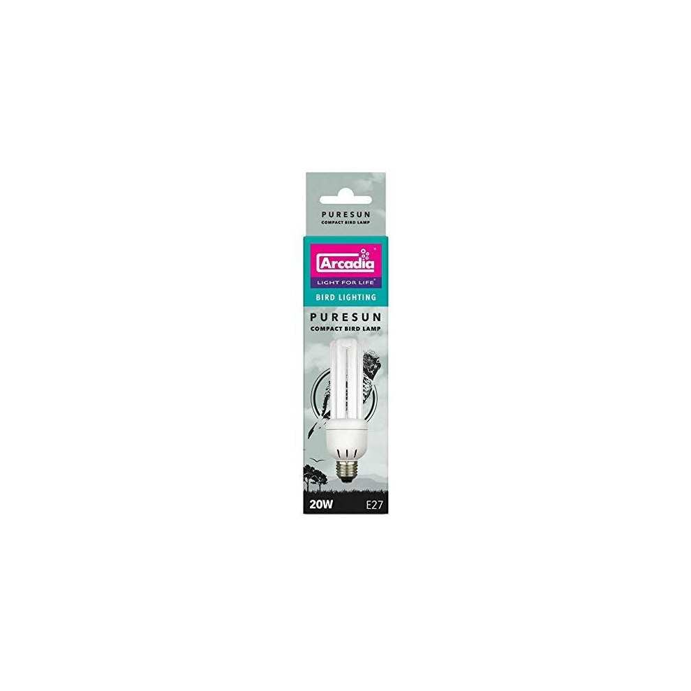 Arcadia Fbc20x Bird Lamp, Compact 20W, Uv-Lampe Für Exoten, E27 White/Light/Grey