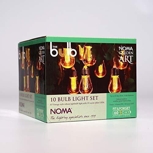 Noma 10 Edison Style Bulb Light String with Warm White LED's, Battery Operated 1