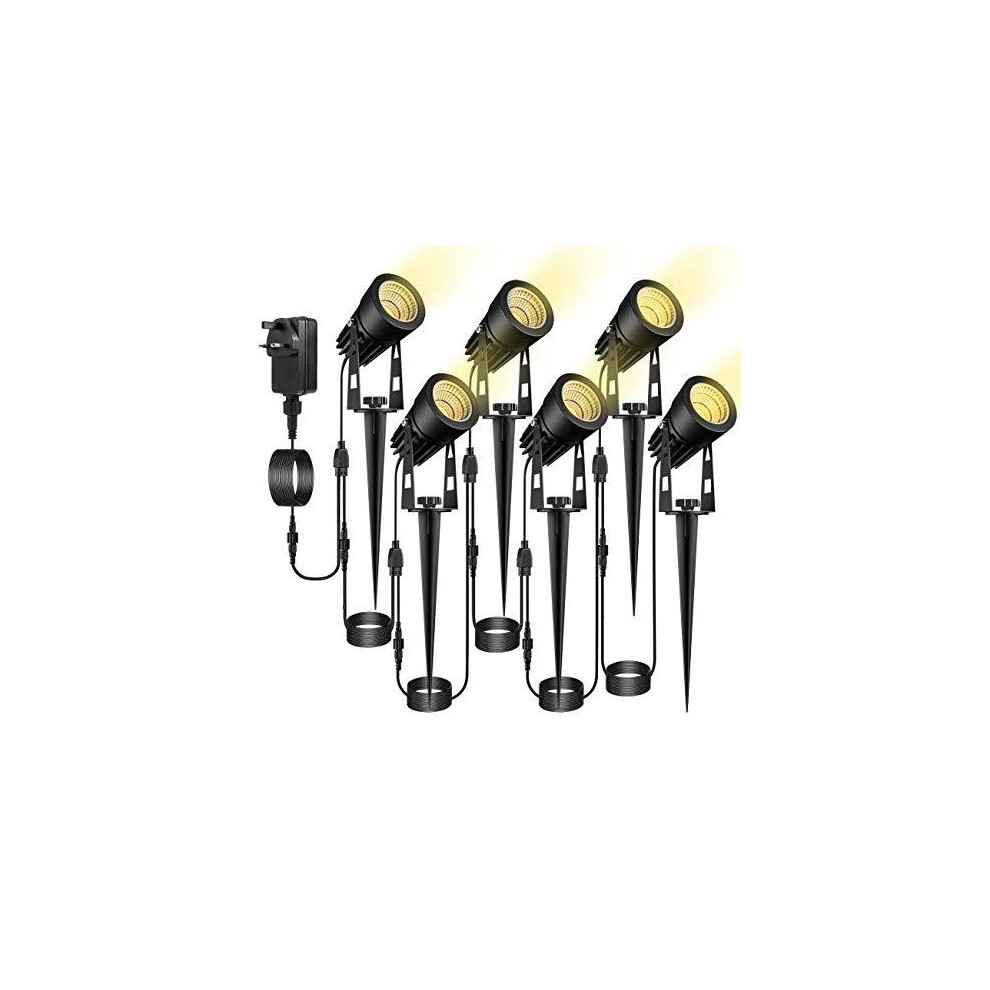 ECOWHO Garden Lights Spotlights Mains Powered 68.9ft 21m Outdoor Lights 12V IP65 LED Spot Landscape Plug in Warm White for Patio Tree Yard Lawn Wall