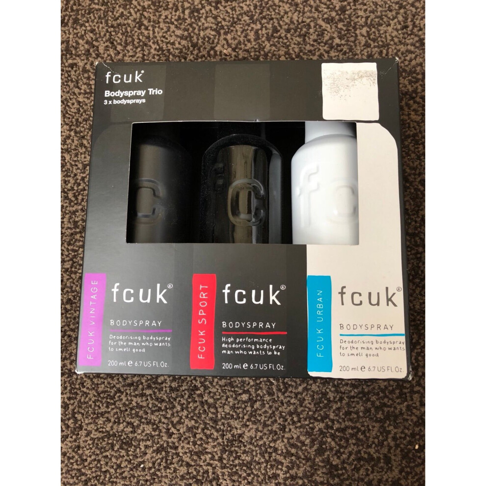 Fcuk Body Spray Trio  *  Vintage + Sport + Urban