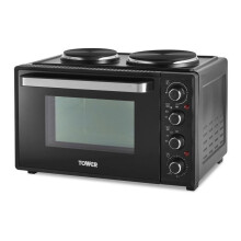 Tower T14044 32L Mini Oven with Hot Plates Black with Silver Accents