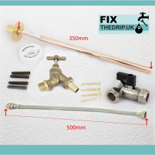 OUTSIDE 1/2" HOSE UNION BIB TAP SET COMPLETE FIXING KIT & THROUGH WALL BACKPLATE