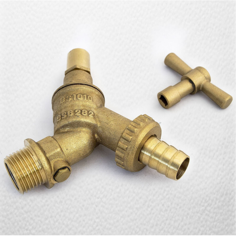 Fixthebog Lockshield 1/2" Hose Union Bib Tap Outside Garden Tap Including Dcv Secure Against Water Loss