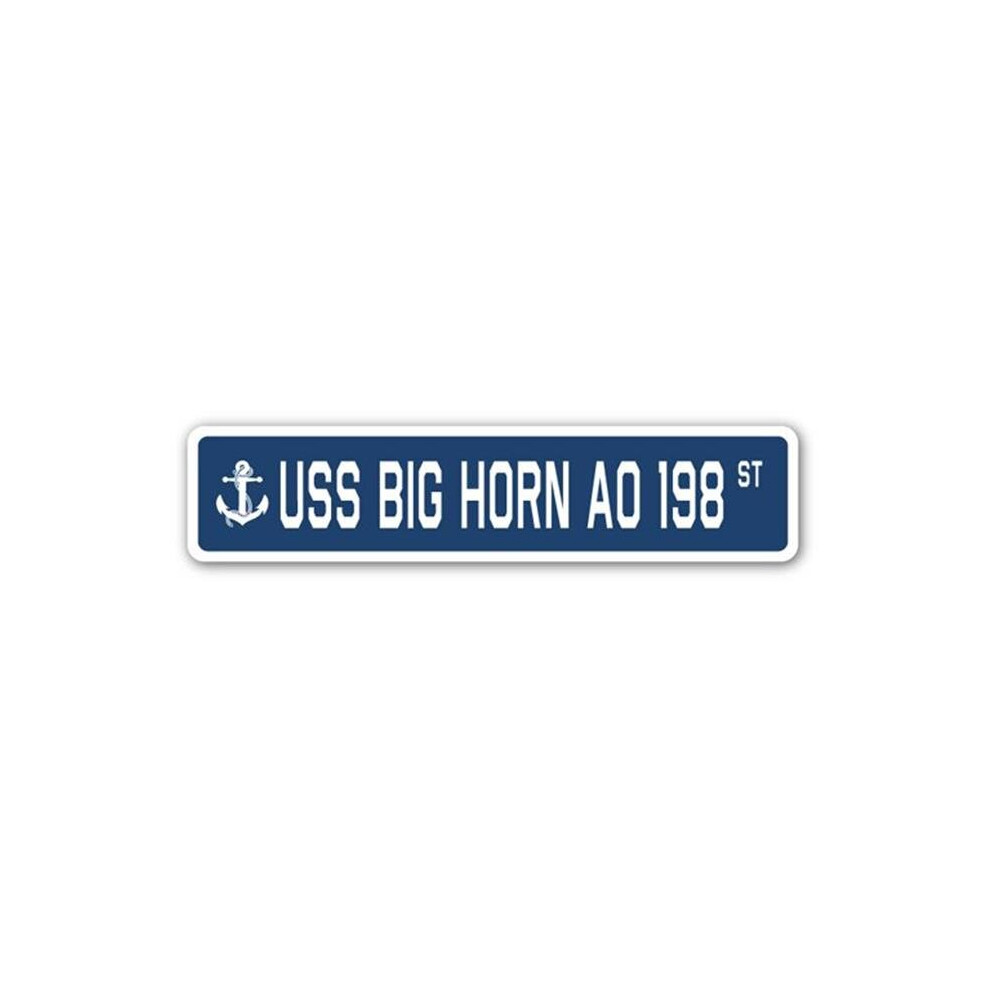 SignMission SSN-Big Horn Ao 198 4 x 18 in. A-16 Street Sign - USS Big Horn AO 198-image-OPC-P6J6MZZ-NEW