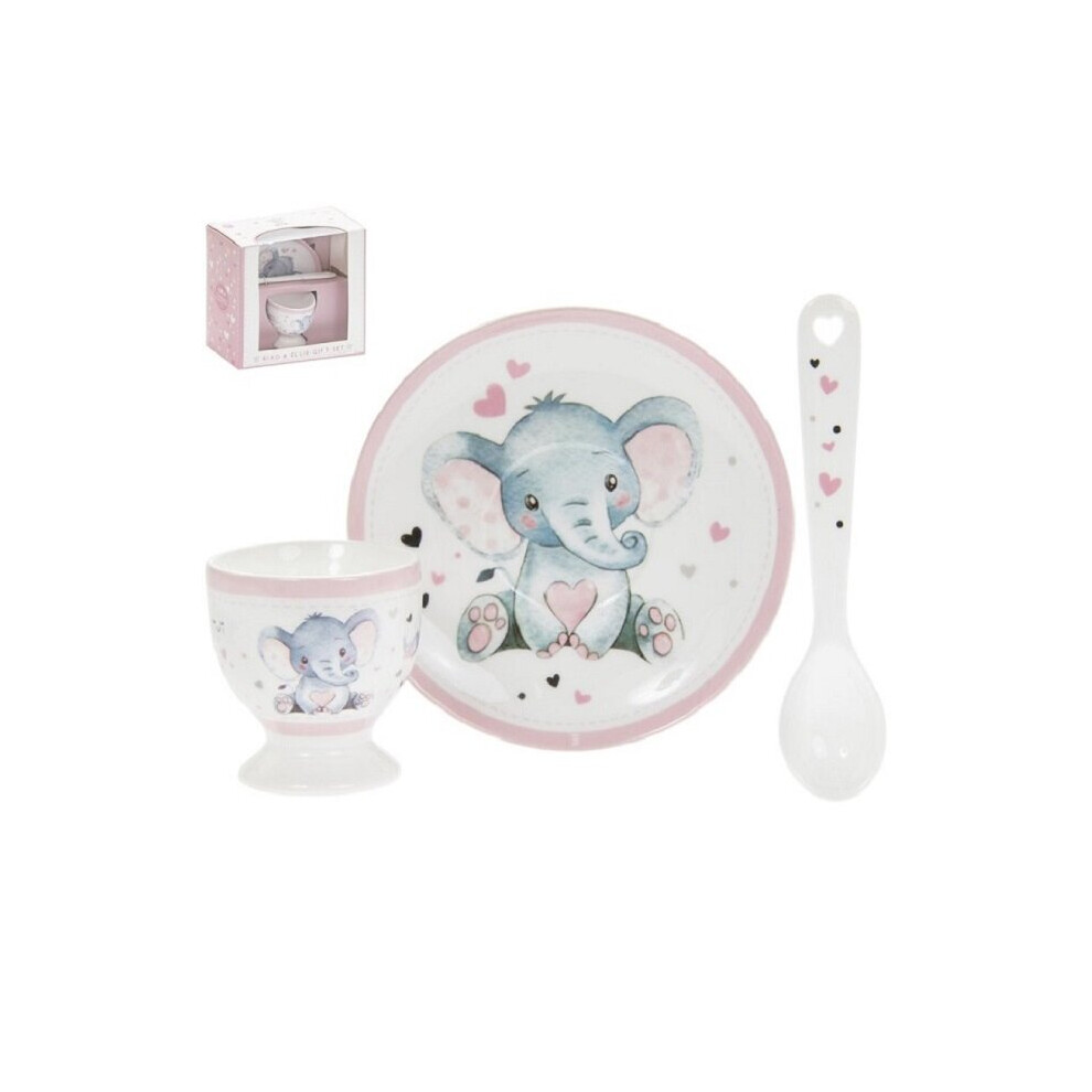 Bird and Ellie Baby Ceramic Egg Cup and Spoon Gift Set