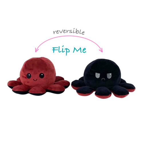 (Red-Black) Reversible Octopus Plushie Double-Sided Flip Doll