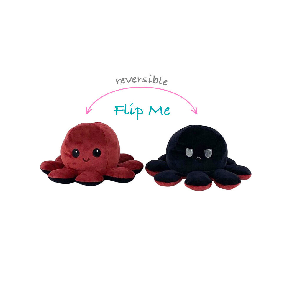 (Red-Black) Reversible Octopus Plushie Double-Sided Flip Doll