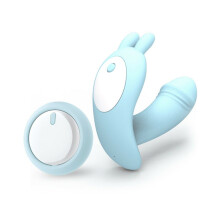 (Blue) Remote Control Wearable Dildo Sex Toy Vibrators Clit G-Spot Stimulator