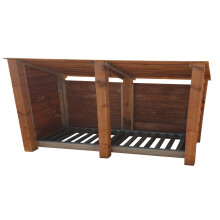 (4ft, Rustic Brown) Wooden Log Store - Reversed Roof (L-227cm, H-126cm / 180cm, W-81cm)