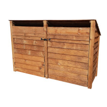 (4ft, Rustic Brown) Wooden Log Store With Doors - Reversed Roof (L-227cm, H-126cm / 180cm, W-81cm)