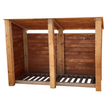 (6ft, Rustic Brown) Wooden Log Store - Reversed Roof (L-227cm, H-126cm / 180cm, W-81cm)
