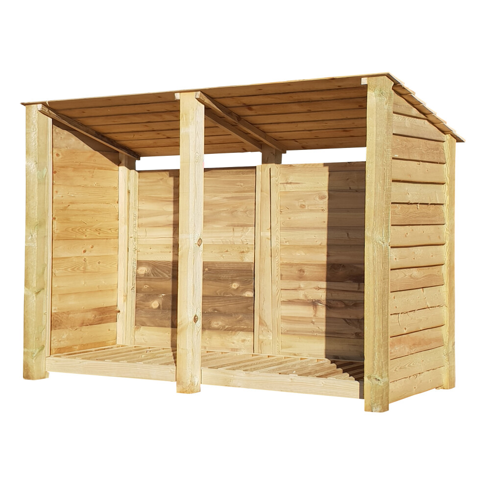 (6ft, Light Green) Wooden Log Store - Reversed Roof (L-227cm, H-126cm / 180cm, W-81cm)-image-OPC-P6J79KH-NEW