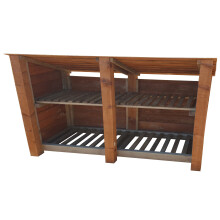 (4ft, Rustic Brown) Wooden Log Store With Kindling Shelf - Reversed Roof (L-227cm, H-126cm / 180cm, W-81cm)