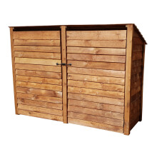 (6ft, Rustic Brown) Wooden Log Store With Doors And Kindling Shelf - Reversed Roof (L-227cm, H-126cm / 180cm, W-81cm)