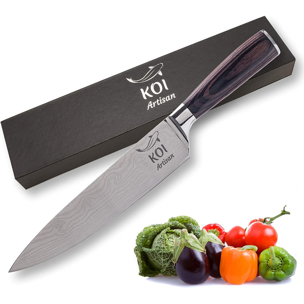 (KOI ARTISAN Professional Chef Knifes - 8 Inch Razor Sharp Blade - Best Kitchen Knives - Japanese Knives High Carbon Stai) KOI ARTISAN Everyday Range