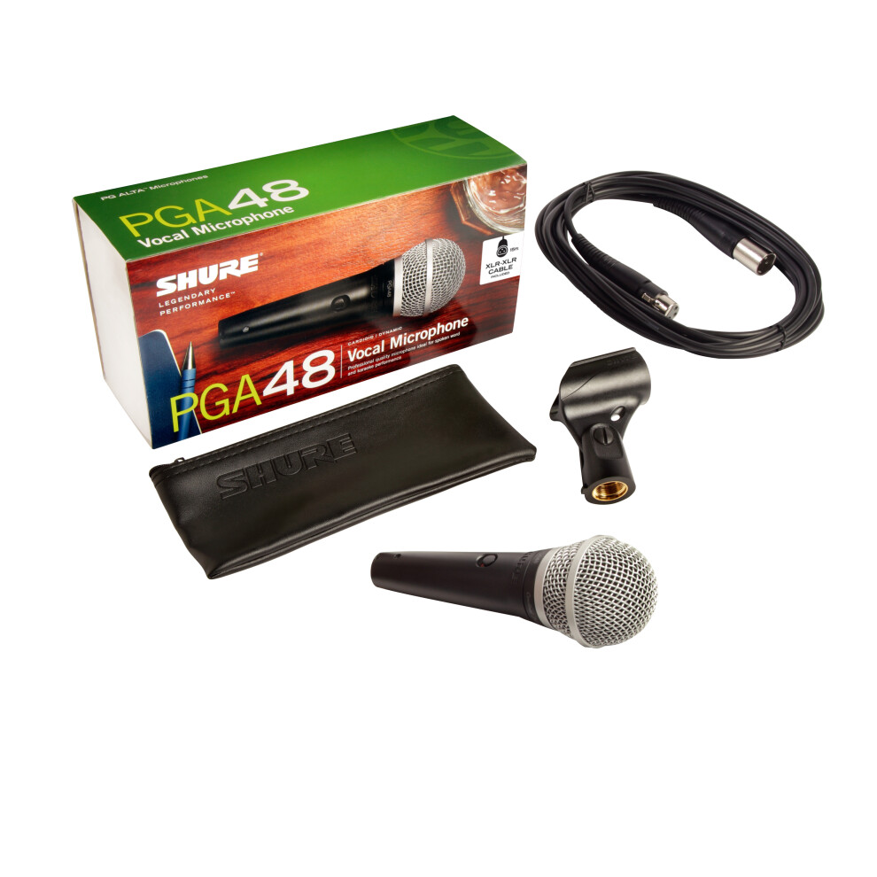 (Black, 3 Pin XLR) Shure PGA48 Cardioid Dynamic Vocal Microphone