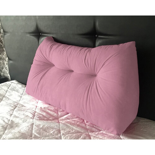 (Pink) Suede Triangular Wedge Headboard Cushion - Single Bed