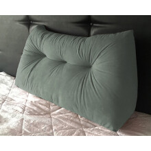 (Grey) Suede Triangular Wedge Headboard Cushion - Single Bed