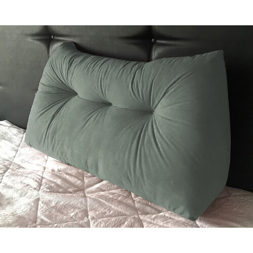 (Grey) Suede Triangular Wedge Headboard Cushion - Single Bed